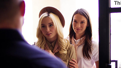 Babe scout teen anal 3way with MILF scout leader and a stud