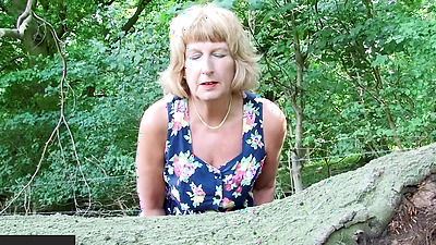 Naughty GILF Rosemary Plays With Herself Outside