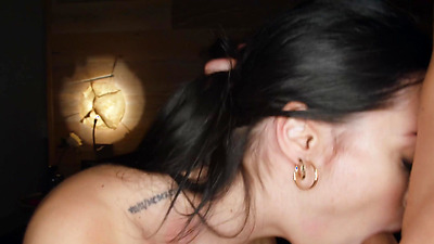 Brunette Sweetheart Sapphire Astrea Salutes Jason Carrera's Hard Man Rod With Open Anal