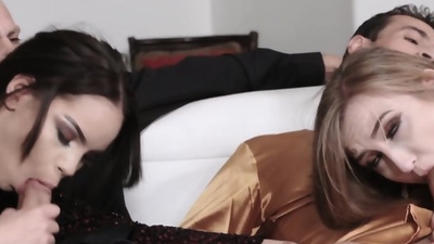 Gracy May And Tory Get Doggystyled By Each Others Horny Daddies