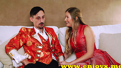 Busty Light Haired In Tights With Hairless G Spot Worships Man Meat In XXX Oral Romp Fest! - Stella Cardo