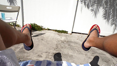 Step Mom Squirts accidentally while helping Stepson to cum in her panties