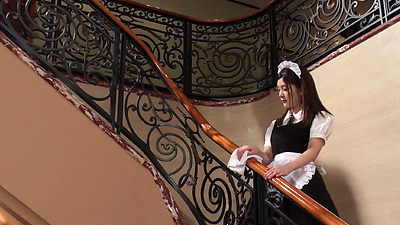 Horny Japanese maid Anna Kimijima sucks a hard penis uncensored.