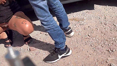 SEVEN WORKERS BATHE ME WITH CUM IN THE STREET