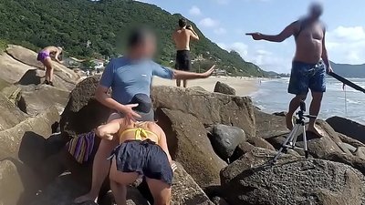 Passers-by were outraged, but she continued to suck and beg to fuck her booty