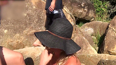 Passers-by were outraged, but she continued to suck and beg to fuck her booty