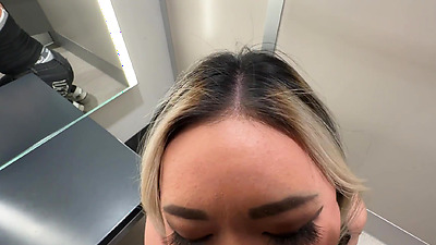 Risky Quickie With Asian in Target Dressing Room Ends With Creampie