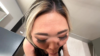 Risky Quickie With Asian in Target Dressing Room Ends With Creampie