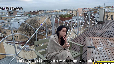 . Brunette hottie agrees for sex with stepbrother to keep him silent