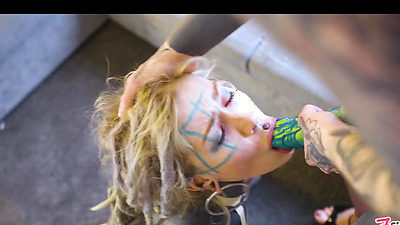 Burlesque Tattoo Hottie Gives Anal Fuck With Strap-on