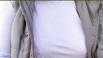MILF with incredible tits goes public braless