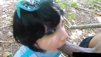 Big Butt Boricua Sucking Big Black Shaft in the forest