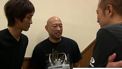 Slutty teen fucks and sucks a whole room of guys