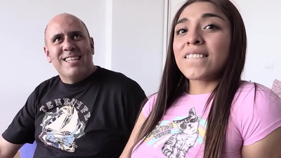 PutaLocura - Beautiful busty young woman Michi fucks a fat old taxi driver very hard