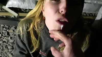 Security guard caught red-haired thief stealing and punished her with pussy fucking on the street