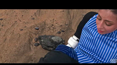 Submissive Italian cutie Silvia Soprano gets roughly dominated on a beach in Norway