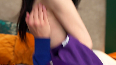 FAKEhub Tiny College babe thinks new roommate is blind before he gives her teen pussy a creampie