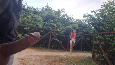 Handjob for a whore who was passing by in public!