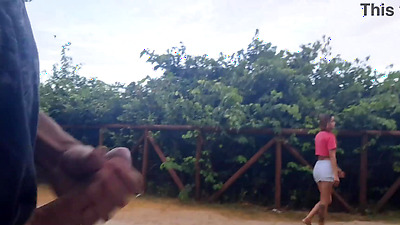 Handjob for a whore who was passing by in public!