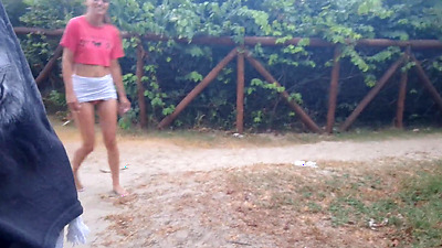 Handjob for a whore who was passing by in public!