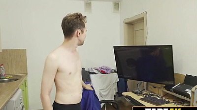 Smelly Fat Russian Dad Fucking Stepson's Girlfriend and Her Young Hot Friend Same Time