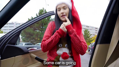 Public Agent Santa helper Matty Mila Perez public blowjob and big penis pov