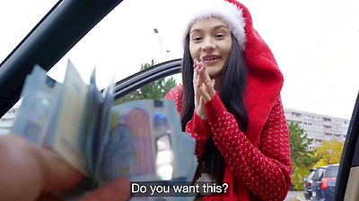 Public Agent Santa helper Matty Mila Perez public blowjob and big penis pov