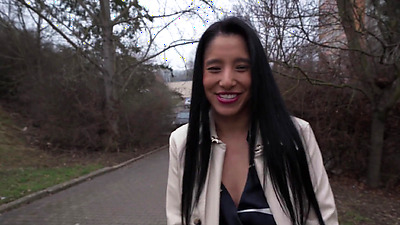 Public Agent She tries to get a dildo down her throat and then fucks a huge dick