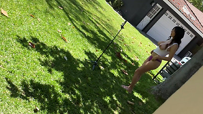Caught my big butt Latina neighbor making NAKED TikToks in PUBLIC?! Cami Strella x Max Fills