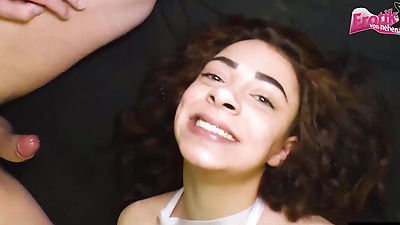 German 18 year old amateur young woman in creampie gangbang