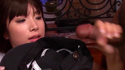 Hinata Tachibana, a teenager with puffy tits, produces oral jobs and gets her hat running in rivulets with jism in a crazy gang fuckfest session with torrid steaming Japanese men.