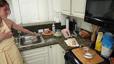 Teen StepSis Shrooms Q Needs Icing From StepBro for Bake Sale