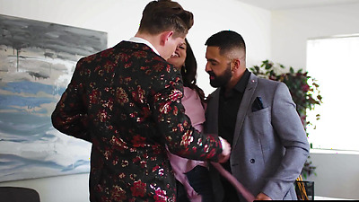 WE SWING BOTH WAYS - Hot Bisexual Office 3Way With Sexy Sophia Burns And Two Horny Males