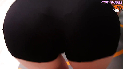 Nipple sucking after sexy gymnastics from modest young milf