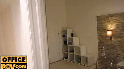 POV - Angelika Grays is now the office 3way fuck chick