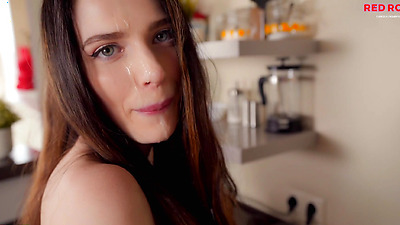 Facial Makes Her Happy and Hungry - Reislin & RedRock Cum on Face