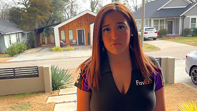 Big Boobed Delivery Whore Proves She Knows How To Handle Your Package (Hardcore Blowjob And Anal)