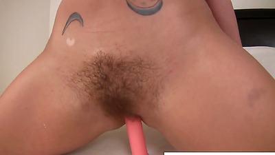 Brunette teen gives us a close up view of her box