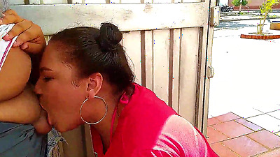 Fucking outdoors in front of the public street with my stepbrother. I am a horny and exhibitionist stepsister