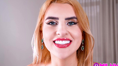 Milky Peru - Horny blonde rides a huge penis and gets her butthole gaped