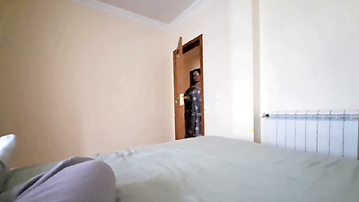 Cheating wife wearing sexy maid outfit fucks friend