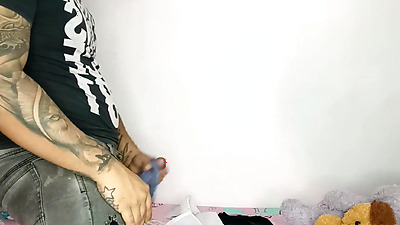 I arrive to my room after taking a shower, and I realize that my stepsister's horny stepson is touching his big dick with my underwear, we end up fucking - Full story