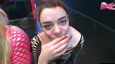 German teens giving blowjob at a party