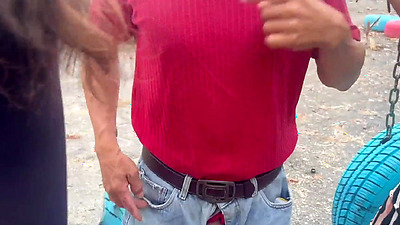 Sex in a public park, an old man and two young busty women with big asses - REAL AMATEUR HOMEMADE 3SOME