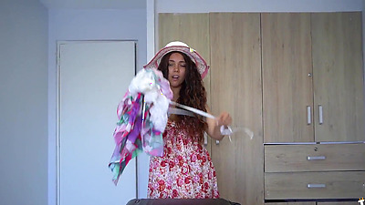 Big booty MILF stepmom “Stepson on this trip I want the bed all to myself” but it happened again ...