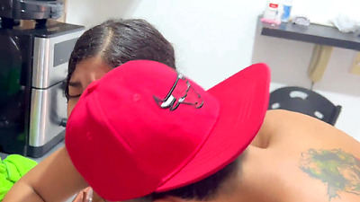 Big arse woman can't contain herself and sucks her stepdad's shaft and they record it