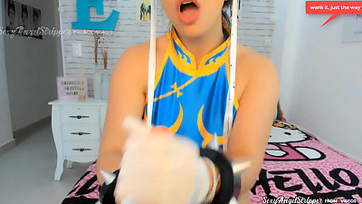 Chun Li cosplay dirty talking the hottest JOI JERK OFF INSTRUCTIONS TWERK AND CUM IN MOUTH