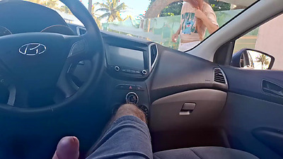 risky handjob on the street for beauty on the street and I asked for directions!