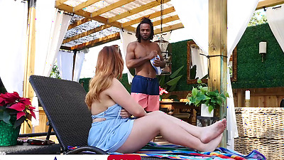 Chloe Cooper Get Her Big Tits Oiled Up Before Taking Big Black Dick Outside