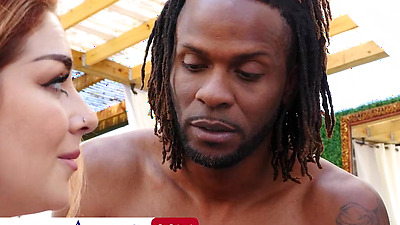 Chloe Cooper Get Her Big Tits Oiled Up Before Taking Big Black Dick Outside